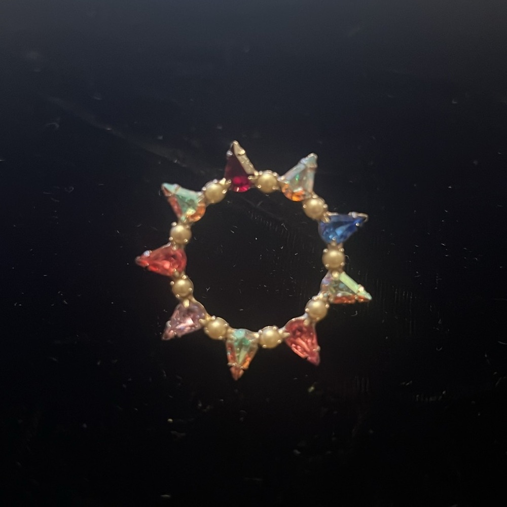 Vintage 1950s B David  Mother's Circle Austrian Crystal Birthstone Brooch